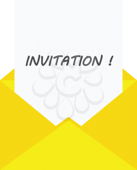 Vector paper with invitation in yellow envelope.