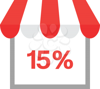 Vector shop or store icon with red 15 percent.