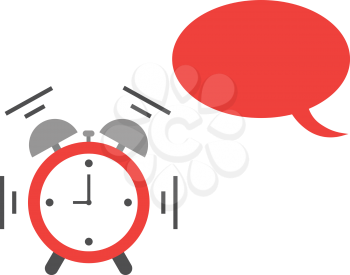 Vector of an alarm clock with red speech bubble and shaking and ringing at 9:00.