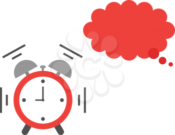 Vector of an alarm clock with red thought bubble and shaking and ringing at 9:00.