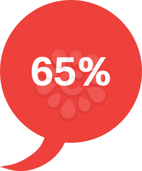 Vector circle speech bubble with 65 percent.