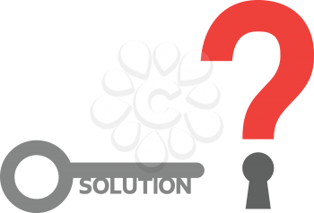 Vector red question mark with solution key.
