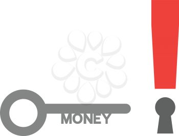 Vector red exclamation mark with money key.