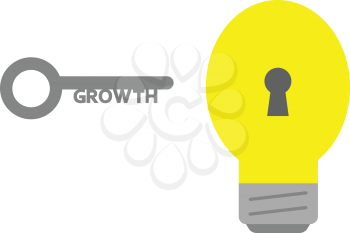 Vector yellow light bulb with growth key.
