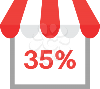 Vector shop or store icon with red 35 percent.