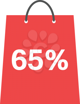Vector red shopping bag with white 65 percent.