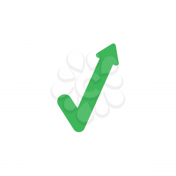 Flat design style vector illustration concept of green check mark symbol icon with arrow pointing up on white background.