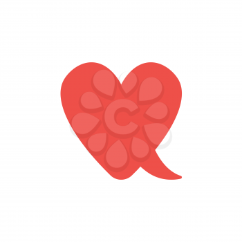 Flat design style vector illustration concept of red heart-shaped speech bubble symbol icon on white background.