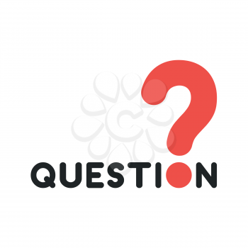 Flat design style vector illustration concept of black question word text with red question mark symbol icon on white background.