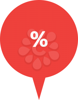 Vector circle red speech bubble with percent.