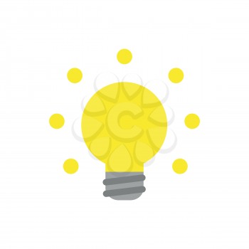 Vector illustration of glowing yellow light bulb icon on white background with flat design style.
