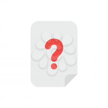Vector illustration concept of grey paper with red question mark icon on white background with flat design style.