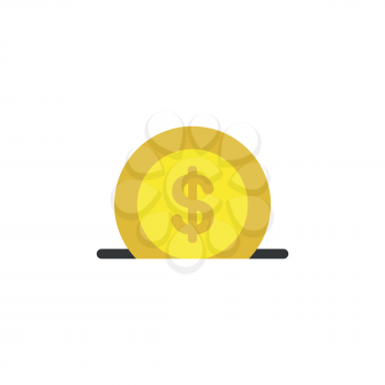 Vector illustration concept of putting and saving dollar coin money icon into the moneybox hole on white background with flat design style.