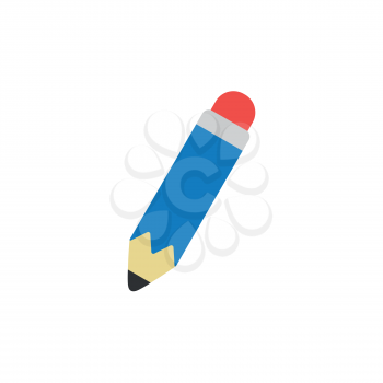 Flat design style vector illustration of blue pencil icon on white background.