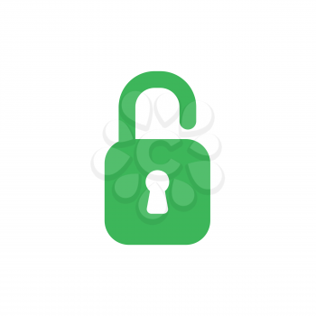 Flat design style vector illustration concept of green open padlock icon on white background.