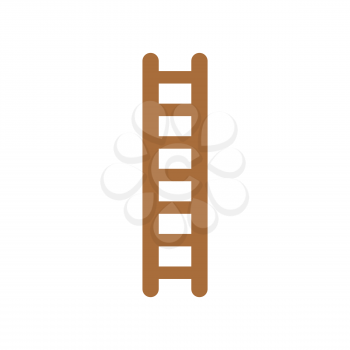 Flat design style vector illustration of brown wooden ladder symbol icon on white background.
