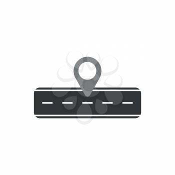 Flat design style vector illustration concept of black road and grey pointer symbol icon on white background.