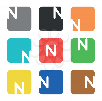 Vector logo element. The letter N is in a square shape with rounded edges and different colors.