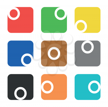 Vector logo element. The letter O is in a square shape with rounded edges and different colors.