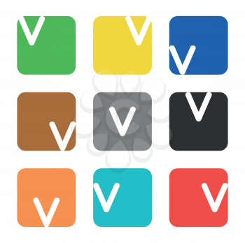 Vector logo element. The letter V is in a square shape with rounded edges and different colors.
