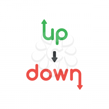 Vector illustration icon concept of up and down words with arrows moving up and down.