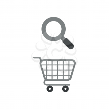 Vector illustration icon concept of shopping cart with magnifying glass.
