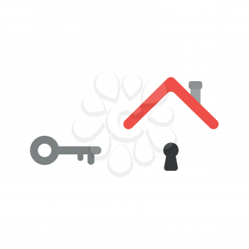 Vector illustration icon concept of key and keyhole under house roof.