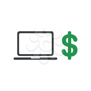 Vector illustration icon concept of laptop computer with dollar.