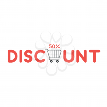 Vector illustration icon concept of discount word with shopping cart and 50 percent.