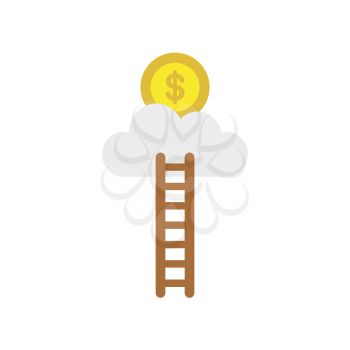 Vector illustration icon concept of ladder reach dollar money coin on cloud.