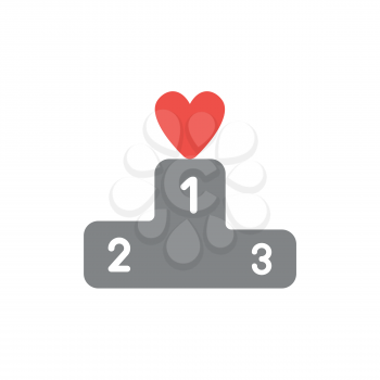 Vector illustration icon concept of heart on first place of winners podium.