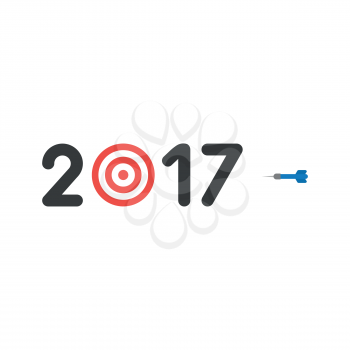 Vector illustration icon concept of year of 2017 with bulls eye and dart.