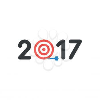 Vector illustration icon concept of year of 2017 with bulls eye and dart miss the target.