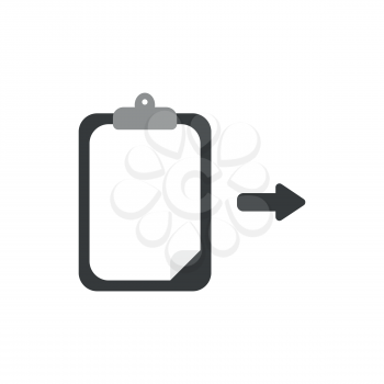 Vector illustration icon concept of clipboard and blank paper with arrow.