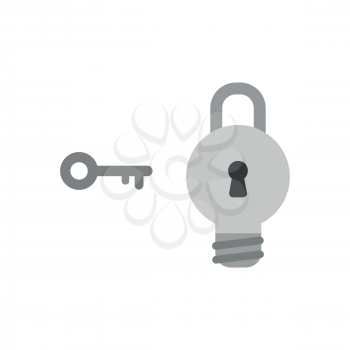 Vector illustration icon concept of key with grey light bulb padlock.