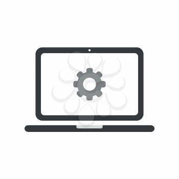 Vector illustration icon concept of laptop computer with gear.