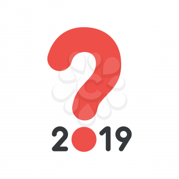 Vector illustration icon concept of year of 2019 with question mark.