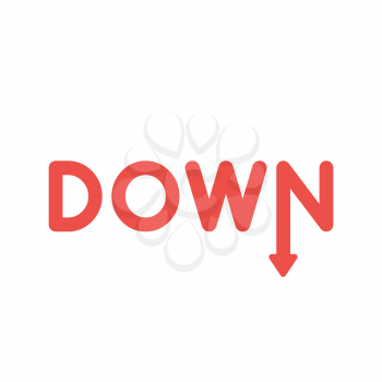 Vector illustration icon concept of down word with arrow moving down.