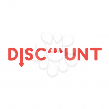 Vector illustration icon concept of discount word with arrow moving down and shop store awning.