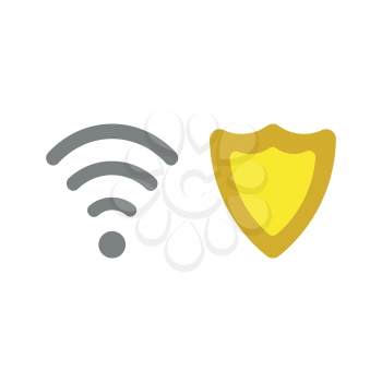 Vector illustration icon concept of wireless wifi symbol with guard shield.