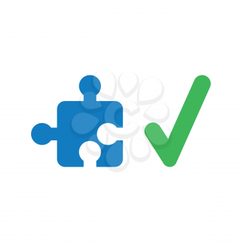 Vector illustration icon concept of missing jigsaw puzzle piece with check mark.