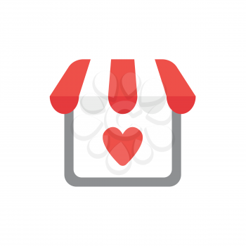 Vector illustration icon concept of shop store with heart.