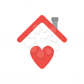 Vector illustration icon concept of heart under house roof.