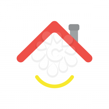 Vector illustration icon concept of house roof with smiling mouth.