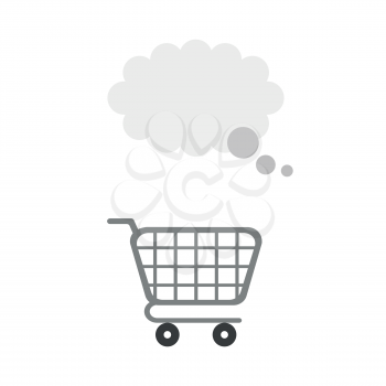 Vector illustration icon concept of shopping cart with thought bubble.