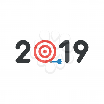 Vector illustration icon concept of year of 2019 with bulls eye and dart miss the target.