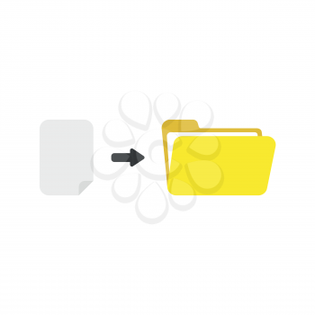 Flat design vector illustration concept of blank paper into yellow open folder symbol icon on white background.