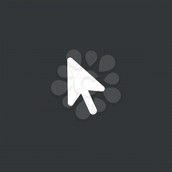 Flat vector icon concept of mouse cursor arrow on black background.