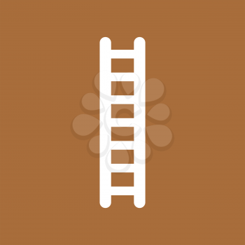 Flat vector icon concept of wooden ladder on brown background.