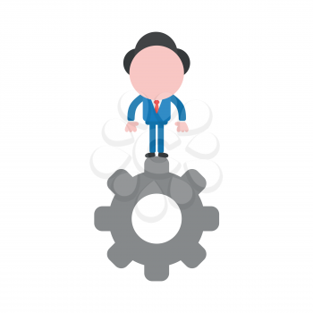 Vector illustration businessman character standing on gear.